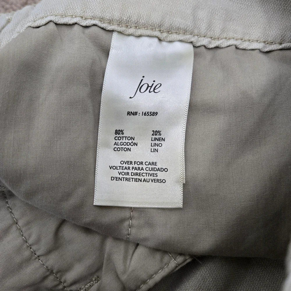 JOIE Cotton Linen Blend‎ Minimalist Neutral Beige Pleated Short L